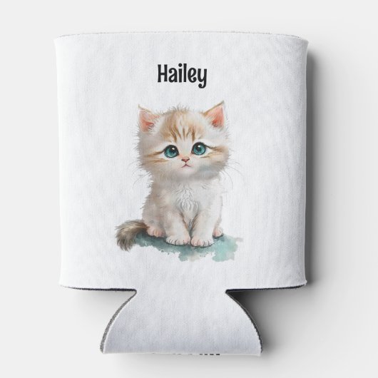 水彩愛らしい子猫(青い目) 缶クーラー (裏面)