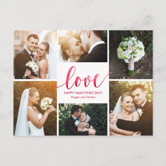 水彩愛バレンタインデー葉書 ポストカード (正面)