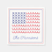 水彩愛国弓米国国旗 スタンダードカクテルナプキン (正面)