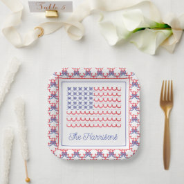 水彩愛国弓米国国旗 ペーパープレート