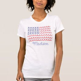 水彩愛国弓米国国旗 Tシャツ