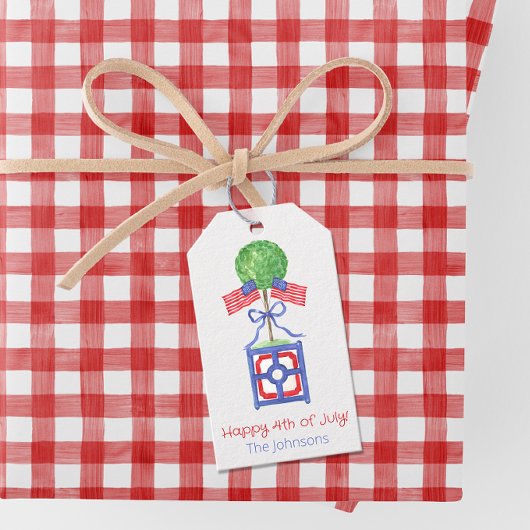 水彩愛国的なアメリカ国旗のイタリア ギフトタグ