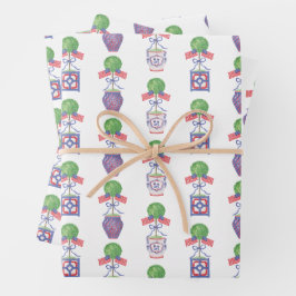 水彩愛国的なアメリカ国旗のイタリア ラッピングペーパーシート