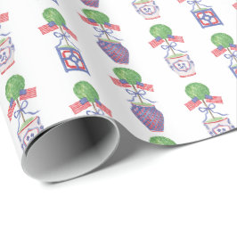 水彩愛国的なアメリカ国旗のイタリア ラッピングペーパー