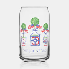 水彩愛国的なアメリカ国旗のトピアリーギフト ガラス缶