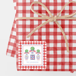 水彩愛国的なアメリカ国旗のトピアリーギフト スクエアシール