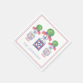 水彩愛国的なアメリカ国旗のトピアリーギフト スタンダードカクテルナプキン (角)