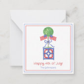 水彩愛国的なアメリカ国旗のトピアリーギフト ノートカード (正面)