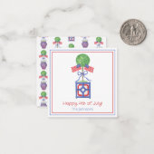 水彩愛国的なアメリカ国旗のトピアリーギフト ノートカード (正面/裏面インサイチュ)