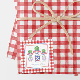 水彩愛国的なアメリカ国旗のトピアリーギフト ノートカード