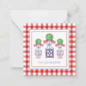 水彩愛国的なアメリカ国旗のトピアリーギフト ノートカード (正面)