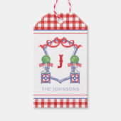 水彩愛国的なアメリカ国旗のトピアリークレスト ギフトタグ (正面)