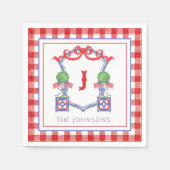 水彩愛国的なアメリカ国旗のトピアリークレスト スタンダードカクテルナプキン (正面)