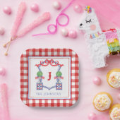 水彩愛国的なアメリカ国旗のトピアリークレスト ペーパープレート (パーティー)