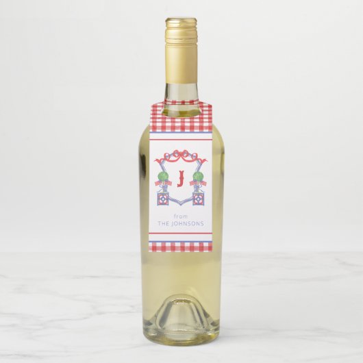 水彩愛国的なアメリカ国旗のトピアリークレスト ボトルネックタグ (ボトル)