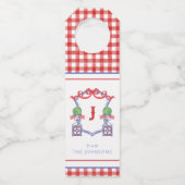 水彩愛国的なアメリカ国旗のトピアリークレスト ボトルネックタグ (正面)