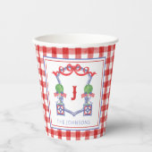 水彩愛国的なアメリカ国旗のトピアリークレスト 紙コップ (正面)