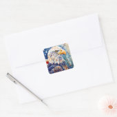 水彩愛国的なハゲ・イーグル米国国旗 スクエアシール (封筒)