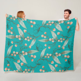 水彩愛好家のための素敵なフローラブルーガーデン フリースブランケット