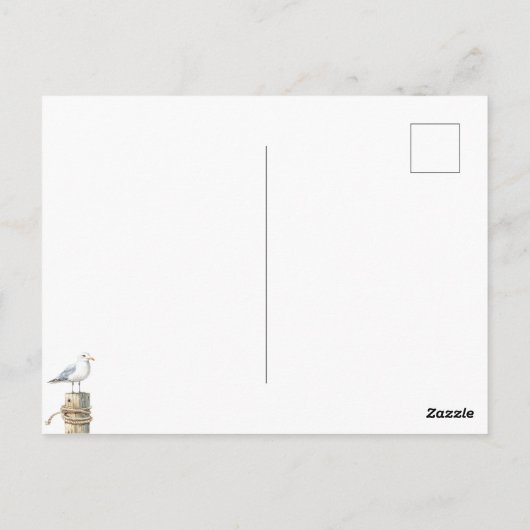 水彩愛犬アメリカーナビーチシーン ポストカード (裏面)