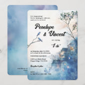 水彩愛鳥オンブルー 招待状 (正面/裏面)