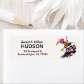 水彩愛鳥類のフローラ結婚住所 ラベル (インサイチュ)