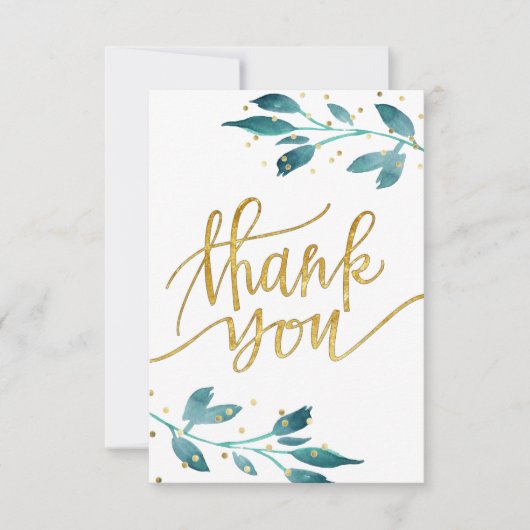 水彩感謝してい緑 サンキューカード (正面)