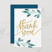 水彩感謝してい緑 サンキューカード (正面/裏面)