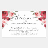 水彩感謝してい花ビジネス情報 長方形シール (正面)