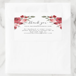 水彩感謝してい花ビジネス情報 長方形シール