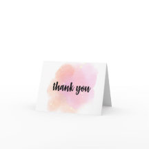 水彩感謝カード – ピンク & ピーチ