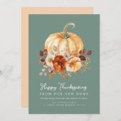 水彩感謝感謝感動的アナウンスメントカード シーズンカード (正面/裏面)