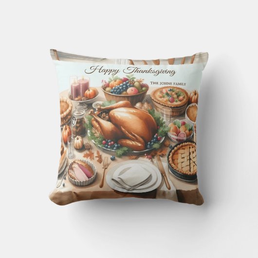 水彩感謝祭イラストレーション クッション (正面)