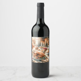 水彩感謝祭イラストレーション ワインラベル