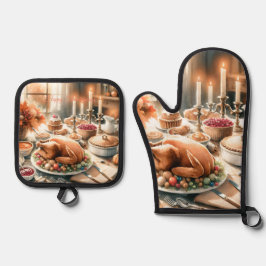 水彩感謝祭イラストレーション 鍋つかみ&鍋敷きセット