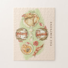 水彩感謝祭ディナーファミリー ジグソーパズル