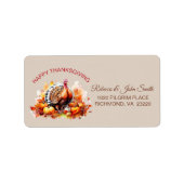 水彩感謝祭トルコとカボチャのアドレス ラベル (正面)
