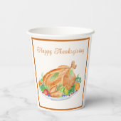 水彩感謝祭トルコ紙ナプキン 紙コップ (裏面)