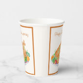 水彩感謝祭トルコ紙ナプキン 紙コップ (右)