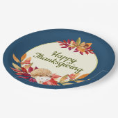 水彩感謝祭ハリネズミ、どんちゃん、ベリー ペーパープレート (アングル)