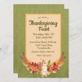 水彩感謝祭バニー、どんちゃん、ベリー 招待状 (正面/裏面)