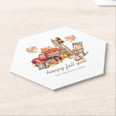 水彩感謝祭パーソナライズされた ペーパーコースター (アングル)