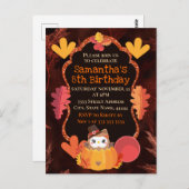 水彩感謝祭フクロウ&カボチャ誕生日 ポストカード (正面/裏面)