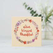 水彩感謝祭フラワーリースオンベージュ サンキューカード (スタンド正面)