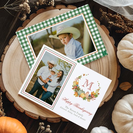 水彩感謝祭モノグラムリース写真 シーズンカード