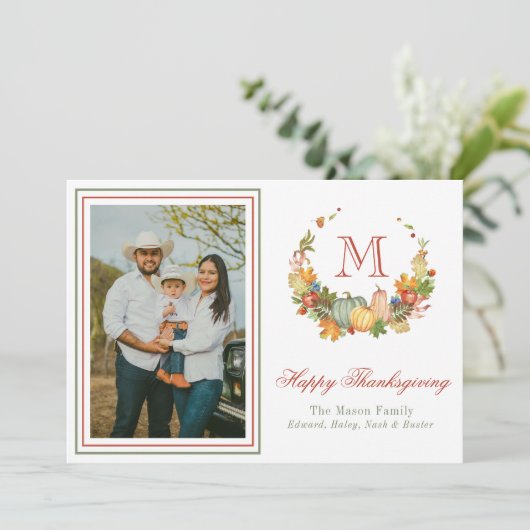 水彩感謝祭モノグラムリース写真 シーズンカード (スタンド正面)