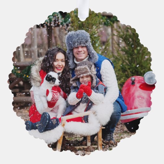 水彩扉 |初めてのクリスマスの新しいホーム オーナメントカード (裏面)