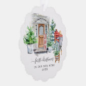 水彩扉 |初めてのクリスマスの新しいホーム オーナメントカード (右)