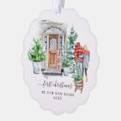 水彩扉 |初めてのクリスマスの新しいホーム オーナメントカード (左)