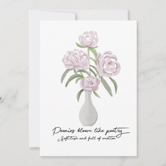 水彩手の優雅絵を描な牡丹 招待状 (正面)